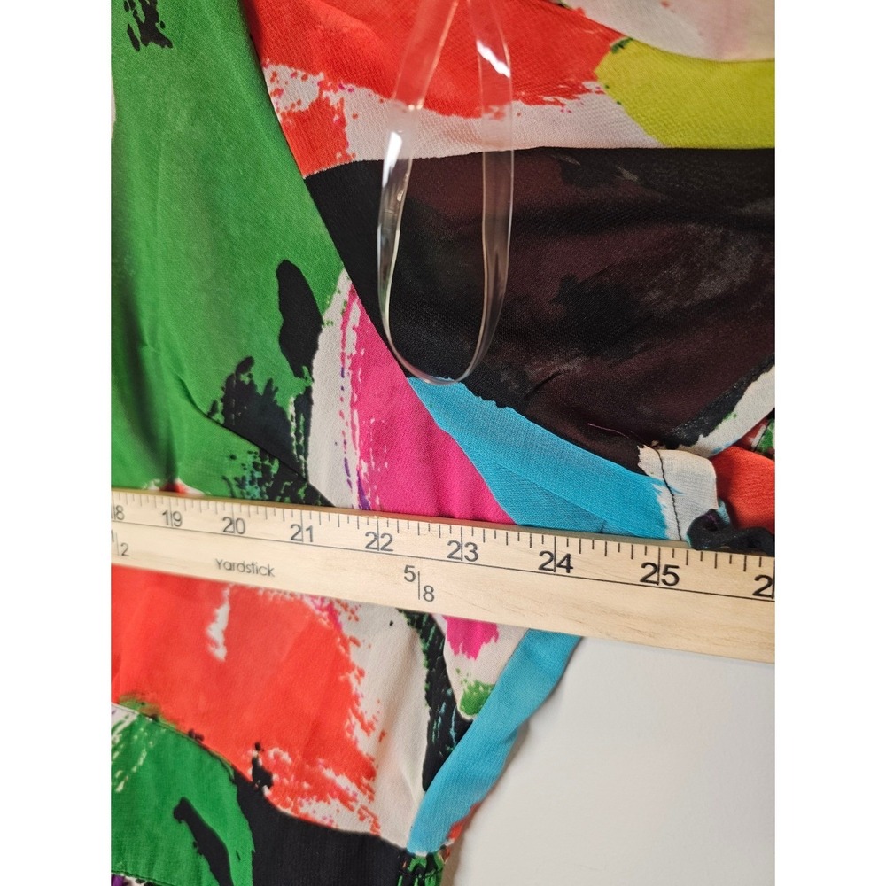 Ashley Stewart Multi Color Abstract High Low Maxi Dress Cold Shoulder Plus 26/28 - Picture 8 of 11